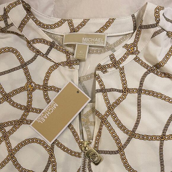 *NWT* Michael Kors Gold Chain Print Top - Picture 5 of 9